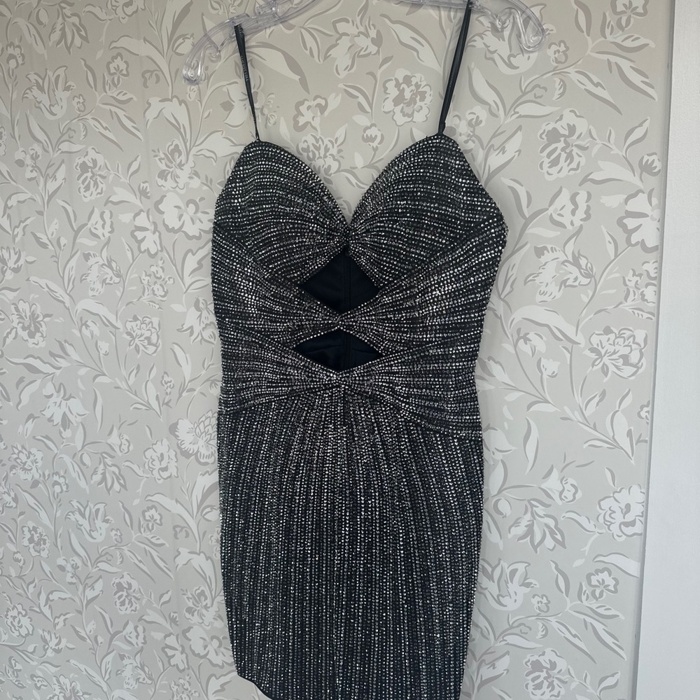 Sherri Hill Black and Silver Cocktail Dress